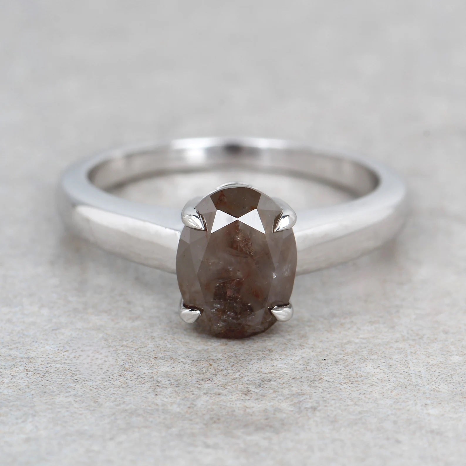 2.54 Ct Rustic Diamond Ring, 14K Gold Anniversary Ring, Natural Oval Diamond Engagement Ring, Gift for Her
