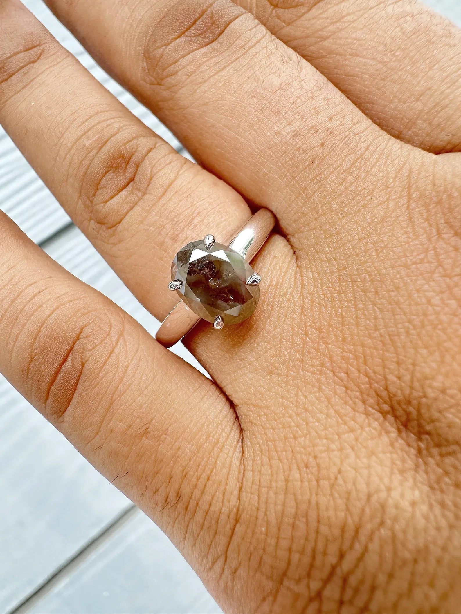 2.54 Ct Rustic Diamond Ring, 14K Gold Anniversary Ring, Natural Oval Diamond Engagement Ring, Gift for Her