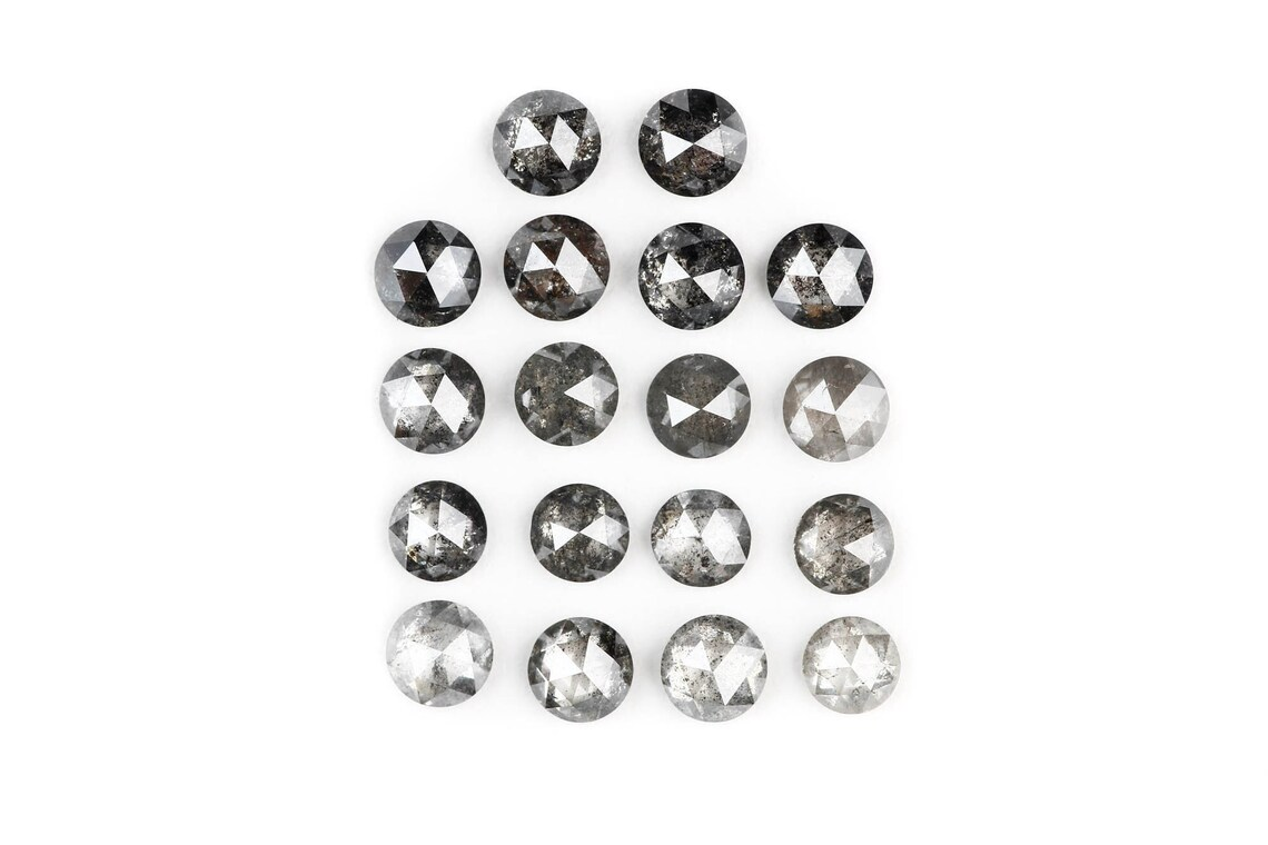 1.00 Ct 1.00-1.50 MM Salt and Pepper Rose Cut Diamond, Natural Gray Round Loose Diamond for Jewelry