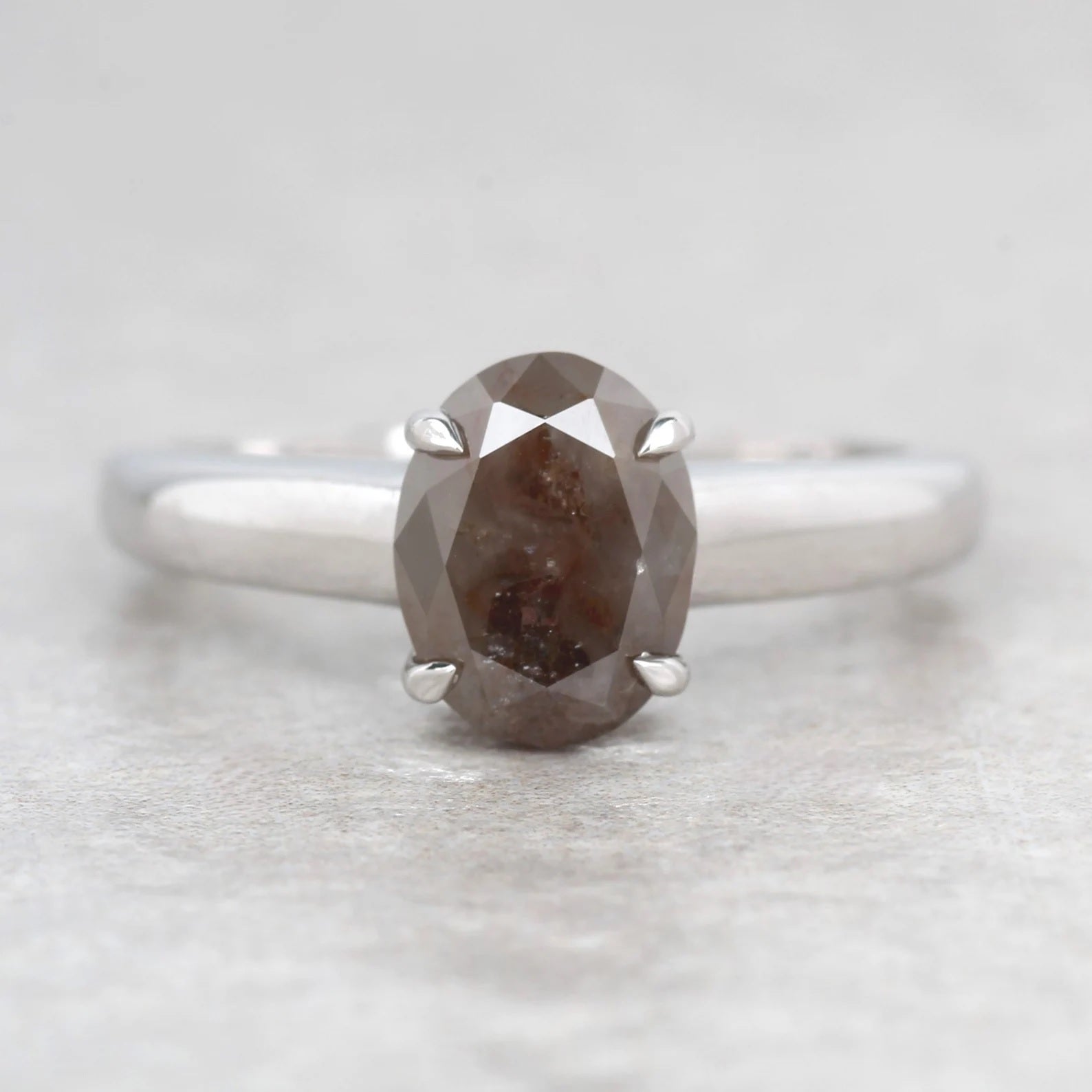 2.54 Ct Rustic Diamond Ring, 14K Gold Anniversary Ring, Natural Oval Diamond Engagement Ring, Gift for Her