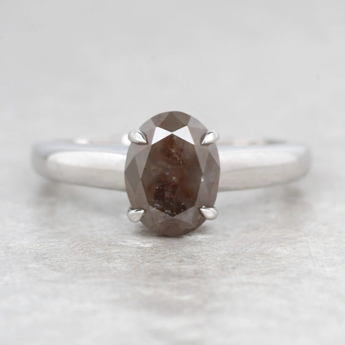 2.54 Ct Rustic Diamond Ring, 14K Gold Anniversary Ring, Natural Oval Diamond Engagement Ring, Gift for Her