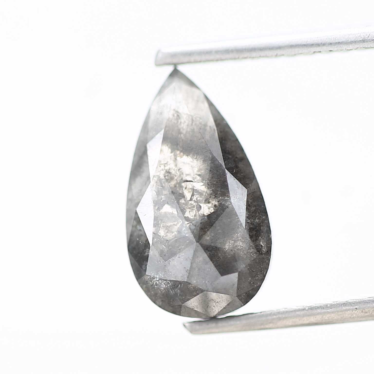 Salt and Pepper Diamond, 1.75 Ct Natural Gray Color Pear Cut Loose Diamond for Engagement Ring Jewelry