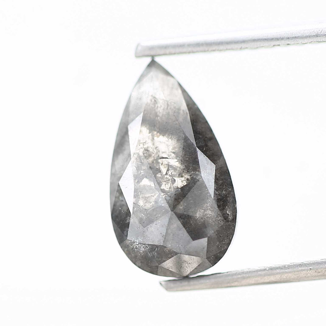 Salt and Pepper Diamond, 1.75 Ct Natural Gray Color Pear Cut Loose Diamond for Engagement Ring Jewelry