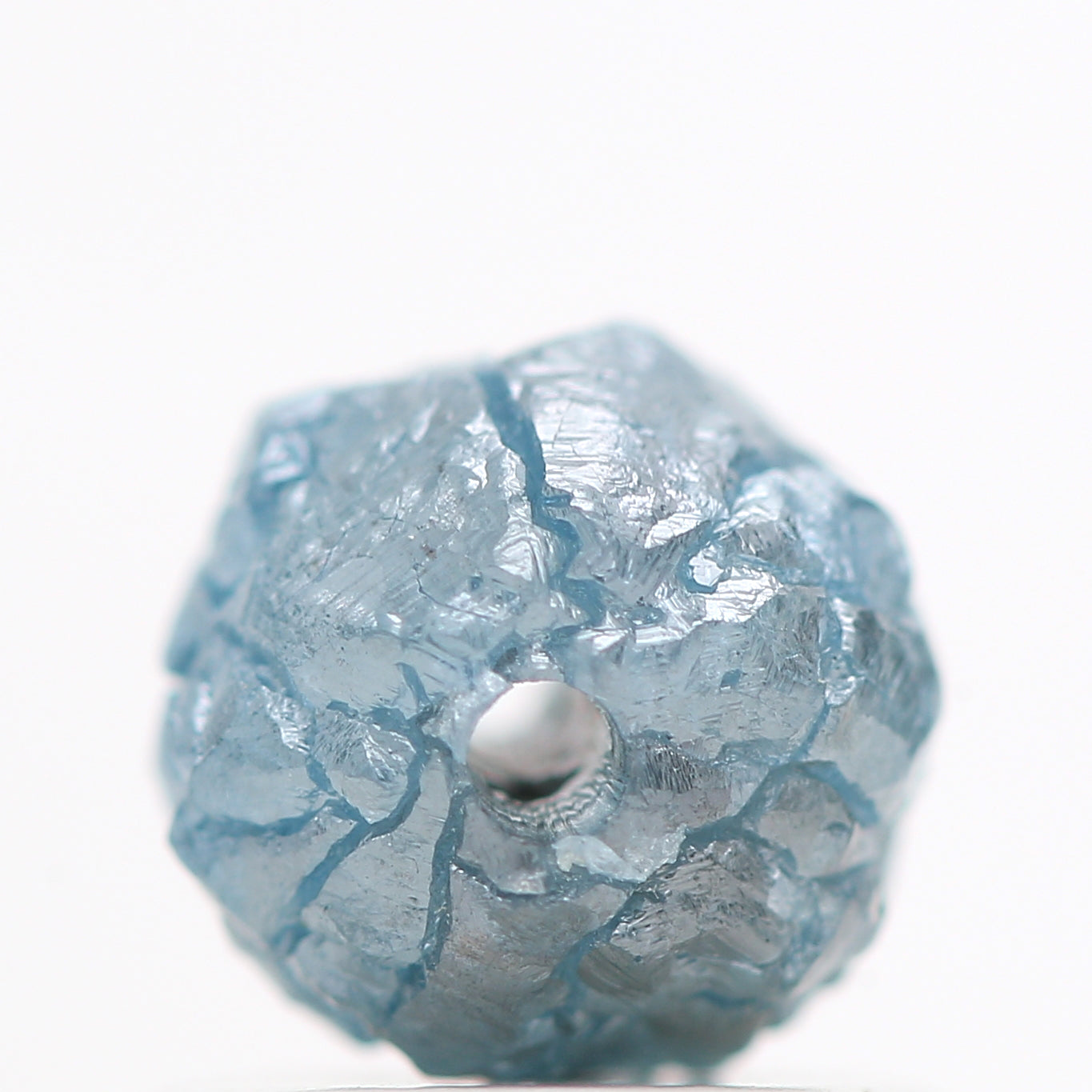 1.01 Cts Natural Blue Diamond, Fancy Blue Color Rough Diamond Beads with 1 MM Drilled Hole