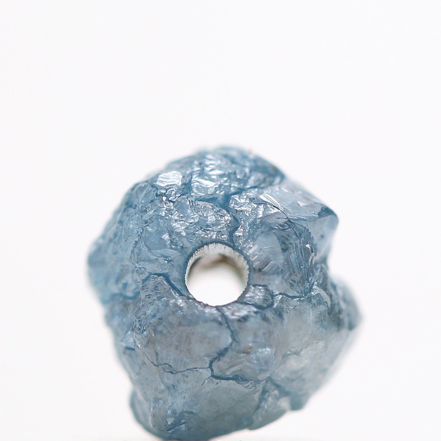 0.85 Carat Fancy Blue Color Rough Diamond Beads Wt 1 MM Drilled Hole