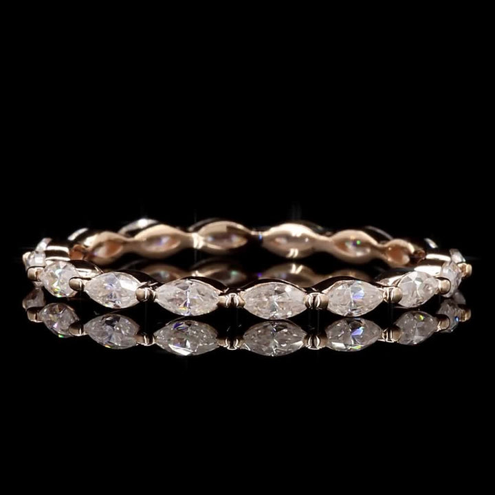 White Diamond Infinity Band, 14k Gold Natural Marquise Diamond Raw Ring, Unique Handmade Vintage Gold Jewelry, Cluster Ring, Gift for Women
