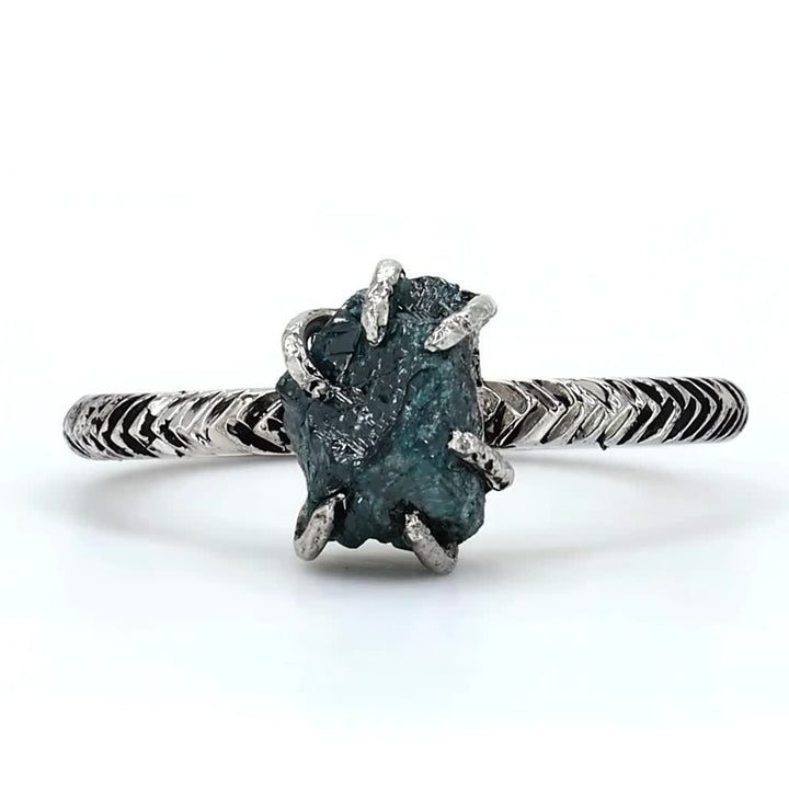 2.82 Ct Raw Diamond Ring, 14K Gold Engagement Ring, Natural Rough Blue Diamond Ring, Gift for Her