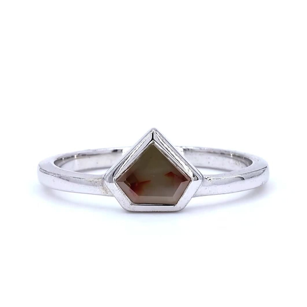 Natural Diamond Ring, 14K Gold Engagement Ring, Fancy Gray Red Diamond Ring, Gift for Women