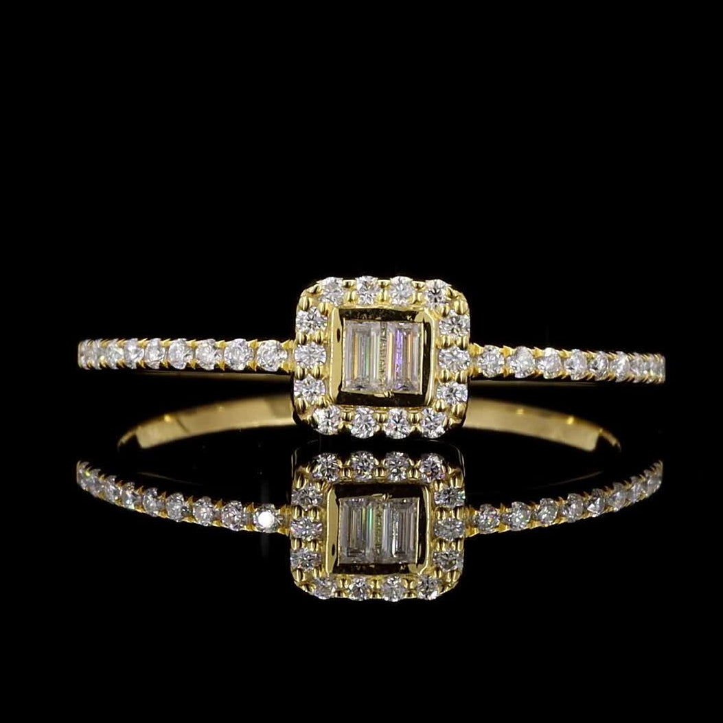 White Diamond Band, Natural Baguette Diamond 14k Gold Engagement Ring, Gift for Her