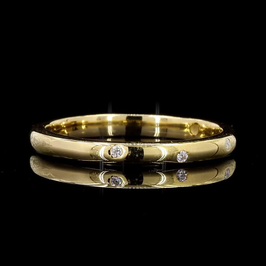 White Diamond Ring Band, 14k Gold Natural Raw Diamond Dainty Ring, Unique Handmade Vintage Gold Jewelry, Eternity Cluster Ring, Gift for Her