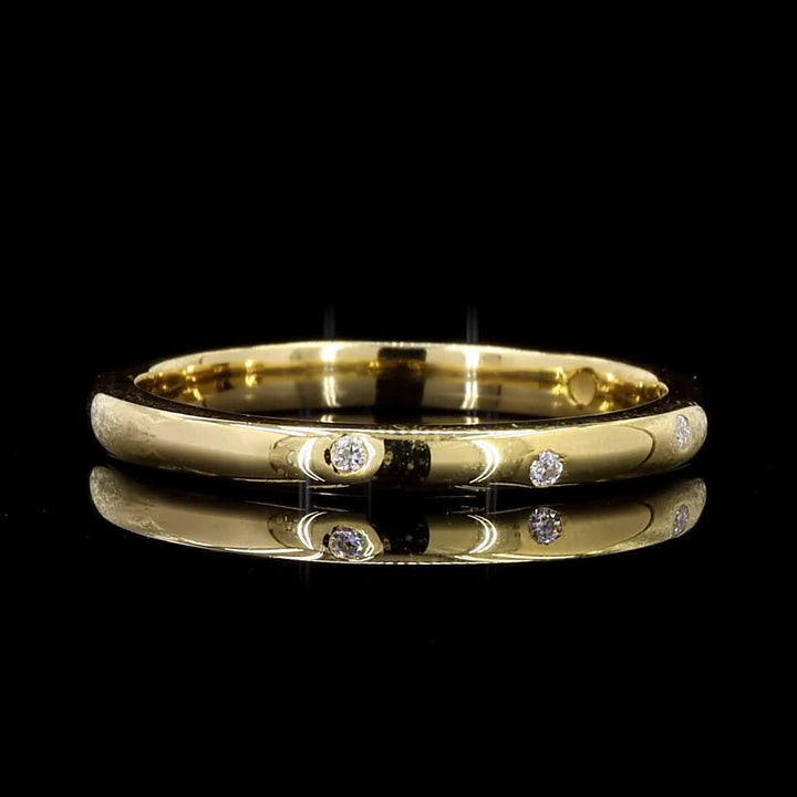 White Diamond Ring Band, 14k Gold Natural Raw Diamond Dainty Ring, Unique Handmade Vintage Gold Jewelry, Eternity Cluster Ring, Gift for Her