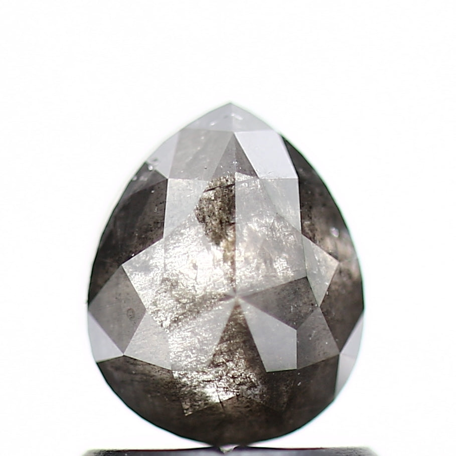 Salt and Pepper Diamond, 0.87 Ct Natural Gray Color Pear Cut Loose Diamond for Engagement Ring Jewelry