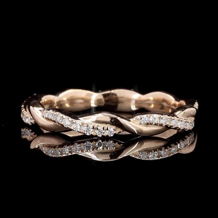 White Diamond Infinity Band, 14k Gold Natural Round Diamond Dainty Ring wt Certi, Handmade Vintage Gold Jewelry, Cluster Ring, Gift for Her