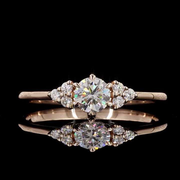Natural White Round Cut Diamond 14k Gold Engagement Ring, Minimalist Wedding Ring, Unique Promise Dainty Bridal Simulated Diamond Ring For Her