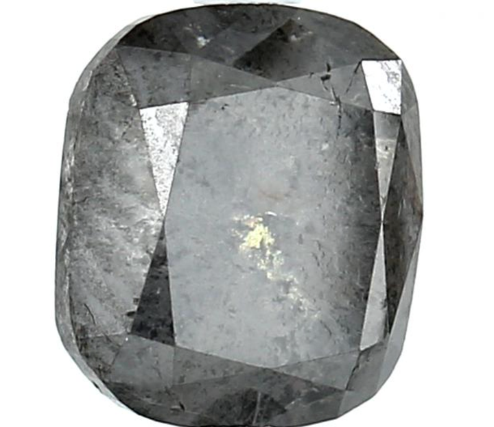 2.50 Ct Natural Gray Cushion Diamond, Salt and Pepper Loose Diamond for Unique Ring, Square Grey Diamond