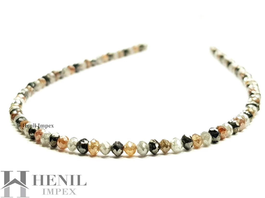 15.00 Ct Natural Multi Color Diamond Faceted Loose Diamond Beads 16" Strand Necklace .Silver Clasp