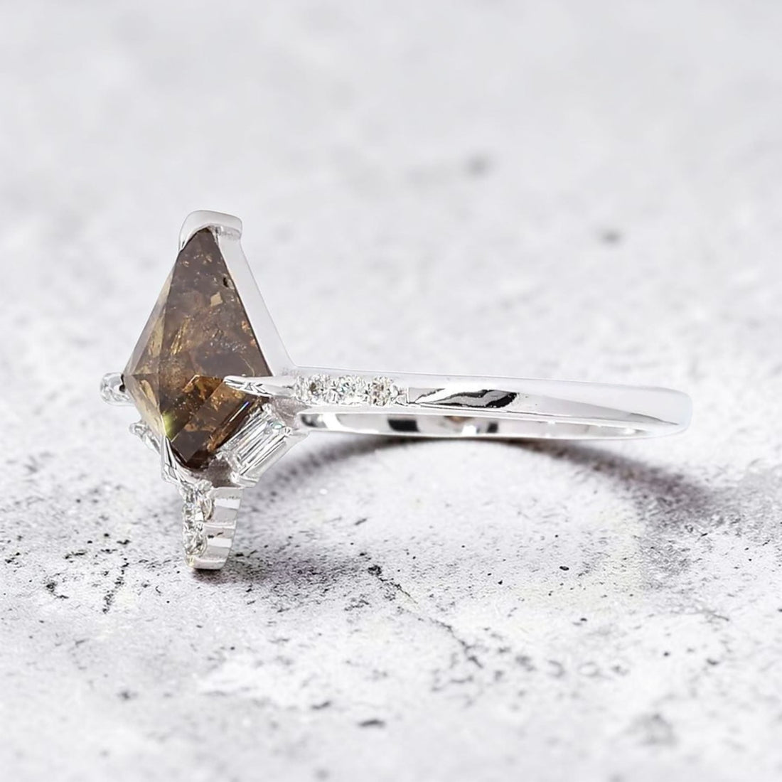 Salt and Pepper Diamond Ring, 14K Gold Engagement Ring, Natural Kite Brown Diamond Wedding Ring, Gift for Her