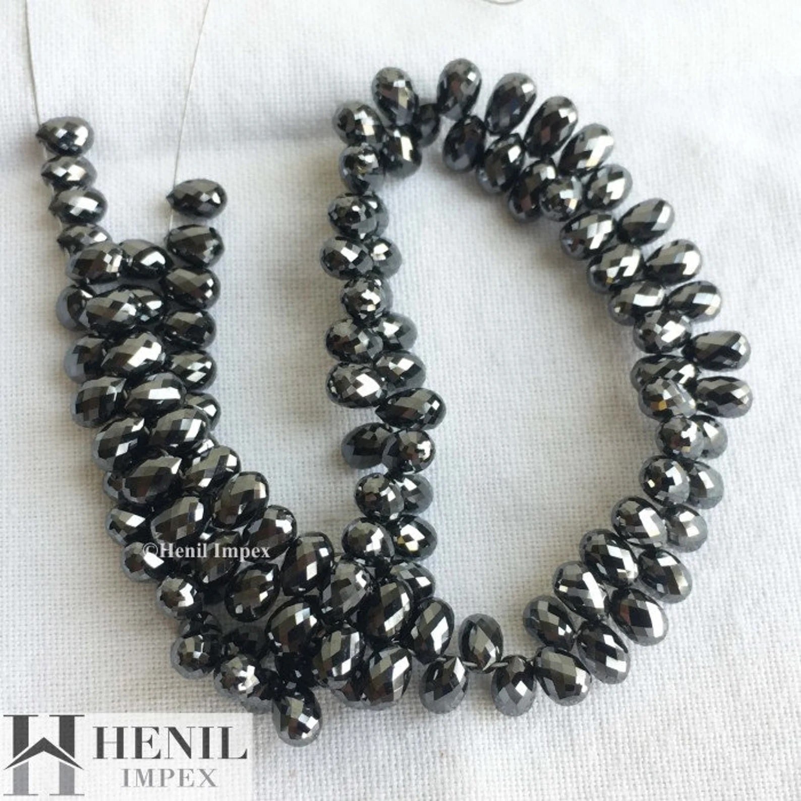 5.00+ Ct Lot Natural Black Briolette Loose Diamonds Beads for Strand