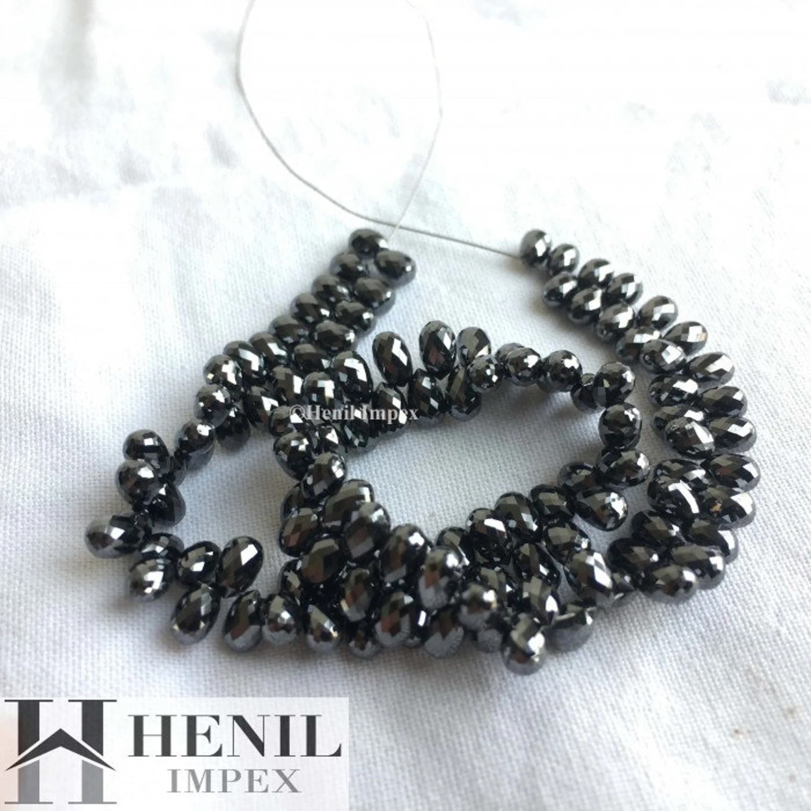 5.00+ Ct Lot Natural Black Briolette Loose Diamonds Beads for Strand