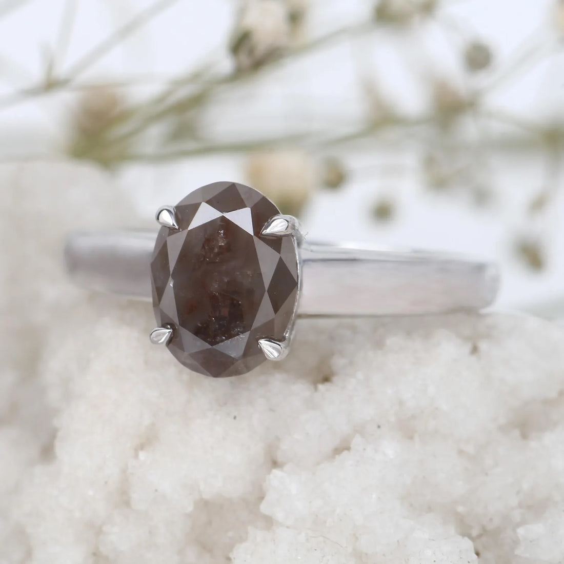 2.54 Ct Rustic Diamond Ring, 14K Gold Anniversary Ring, Natural Oval Diamond Engagement Ring, Gift for Her