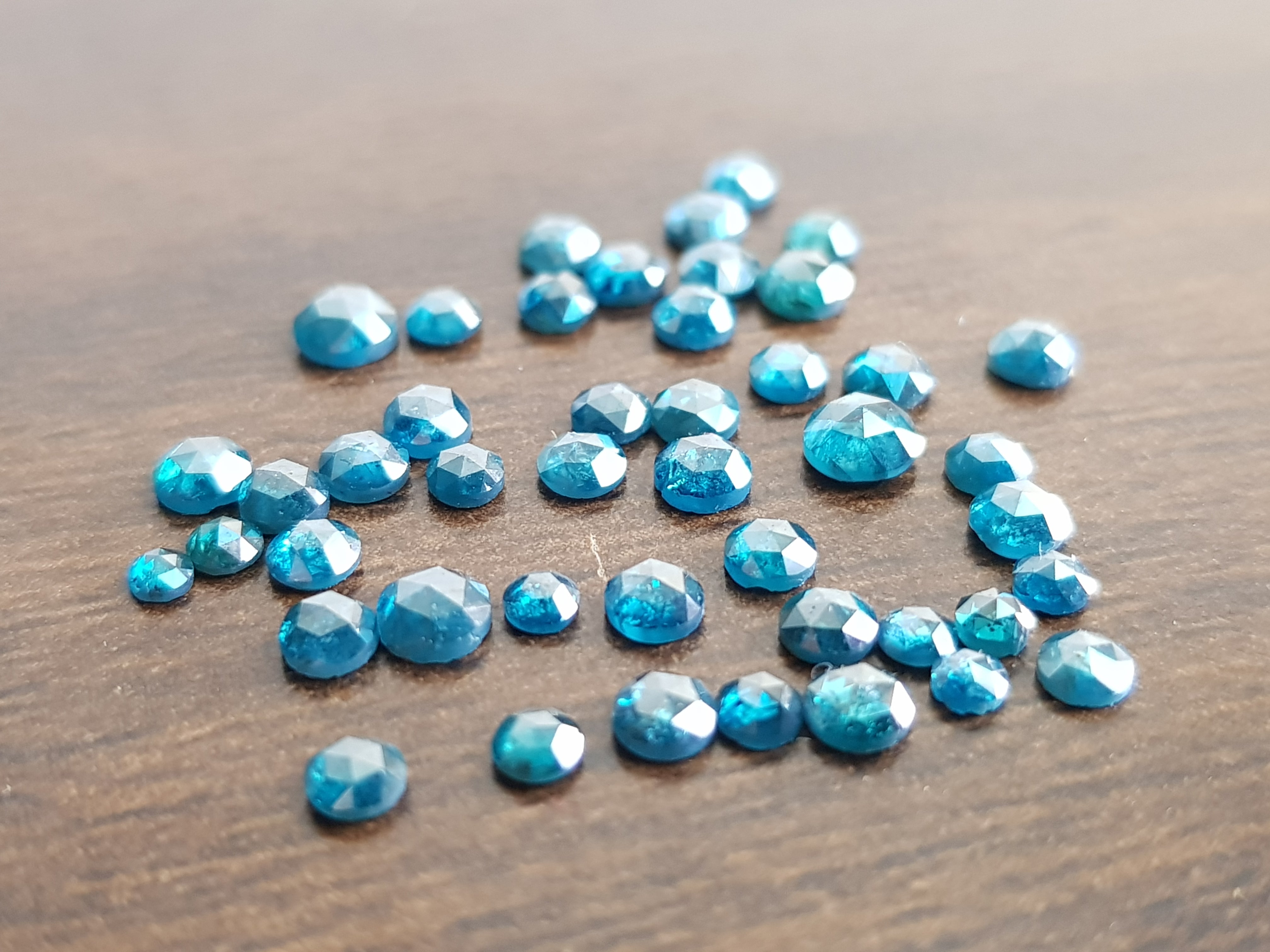 10 Pieces, 2 to 3 mm Blue Rose Cut Diamond, Cabochon, Excellent Cut Calibrated Rose Cut Diamonds