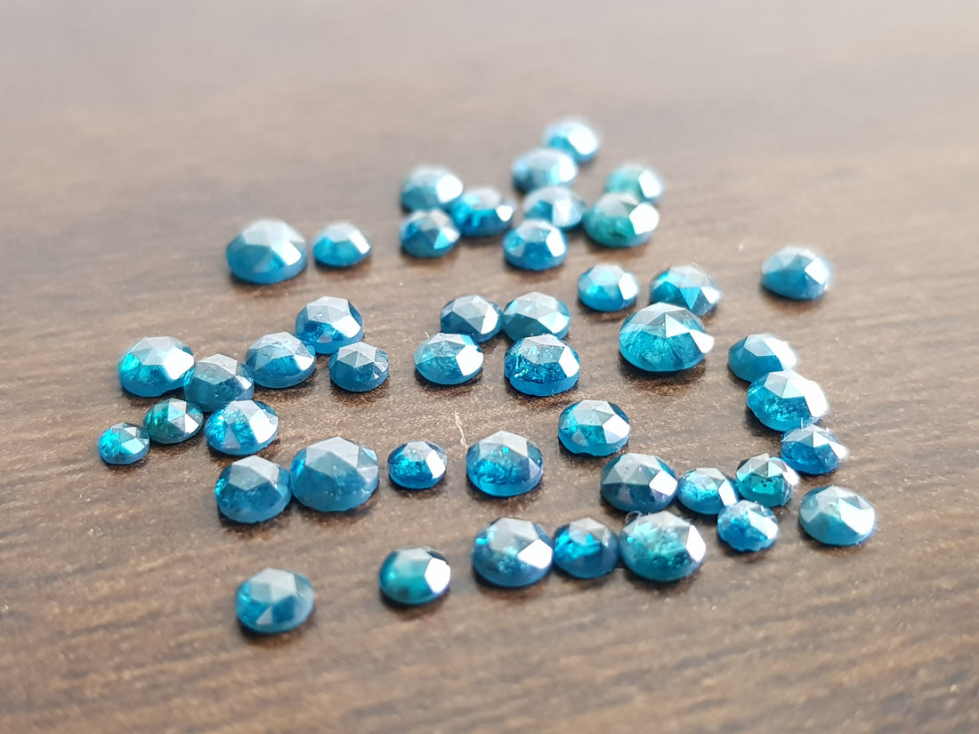Natural Blue Round Rose Cut Diamonds 1.00 Carat Lot 2.00 to 3.00 MM Size