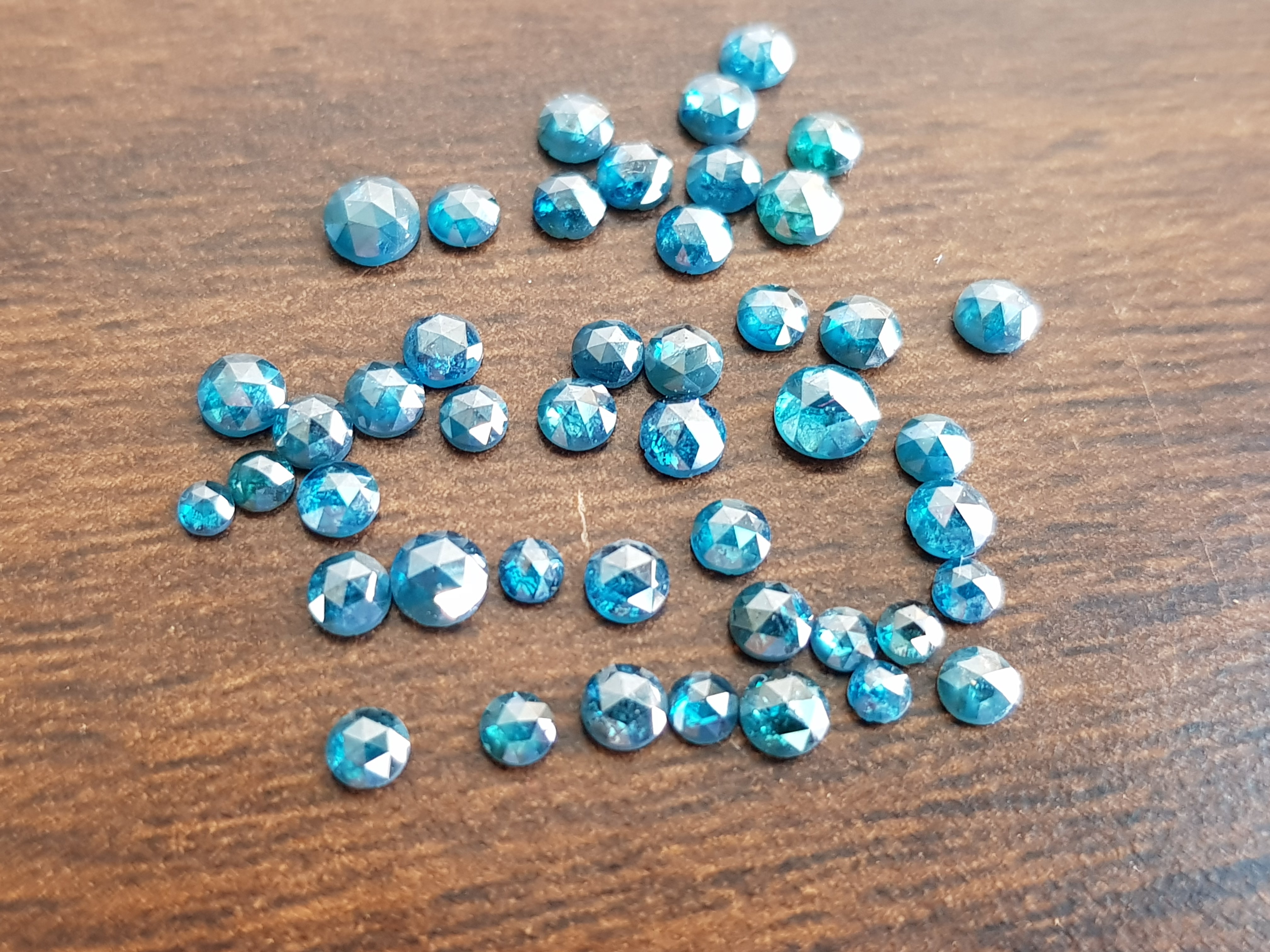 5 Pieces, 3.0 to 3.5 mm Sparkling Blue Rose Cut Cabochon Loose Diamond