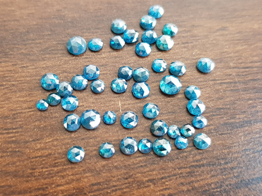 Natural Blue Round Rose Cut Diamonds 1.00 Carat Lot 2.00 to 3.00 MM Size