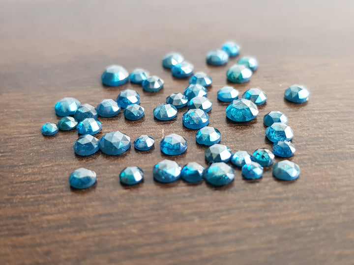 Natural Blue Loose Round Rose Cut Diamonds 1.00 Carat Lot 1.50 to 2.50 MM Size for Jewelry
