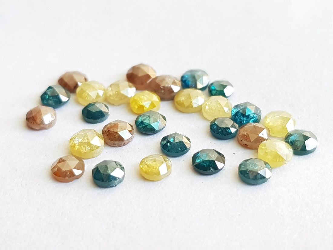 Natural Multi Color Diamond, 10 Pieces, 2 to 3 mm Size Round Rose Cut Loose Diamond