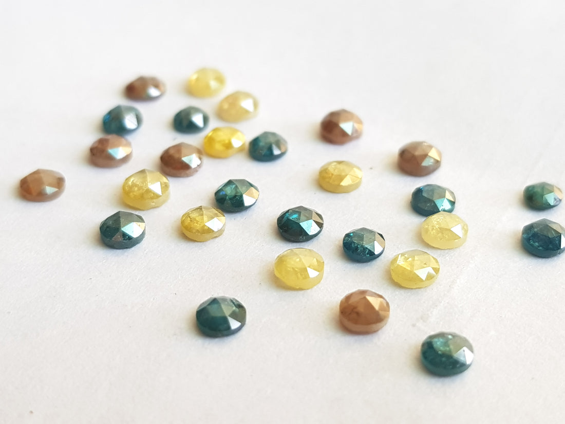 Natural Multi Color Diamond, 10 Pieces, 2 to 3 mm Size Round Rose Cut Loose Diamond