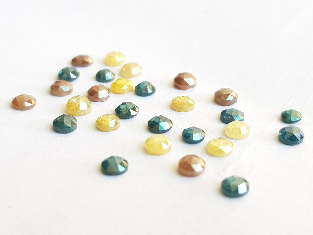 Natural Multi Color Diamond, 10 Pieces, 2 to 3 mm Size Round Rose Cut Loose Diamond
