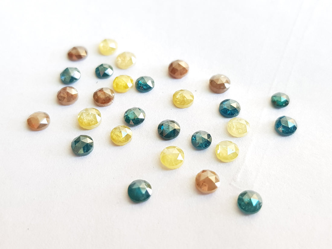 Natural Multi Color Diamond, 10 Pieces, 2 to 3 mm Size Round Rose Cut Loose Diamond
