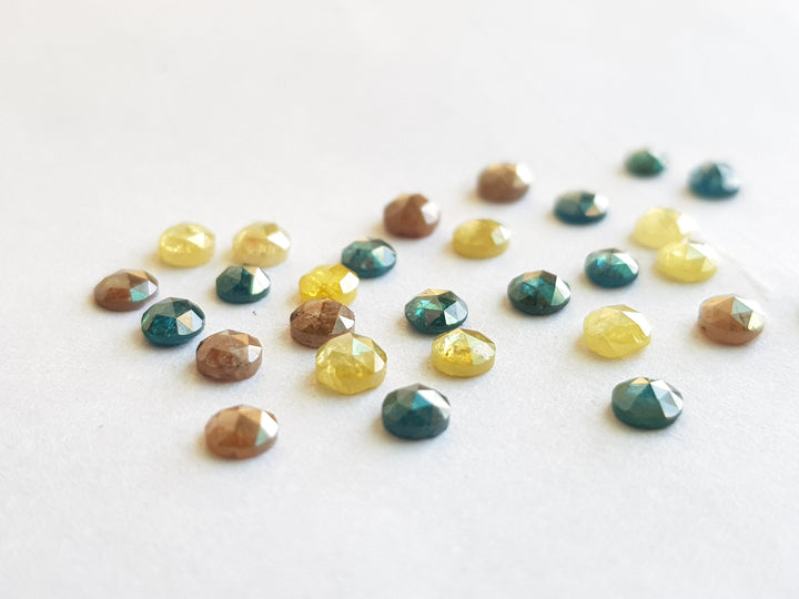 Natural Multi Color Diamond, 10 Pieces, 2 to 3 mm Size Round Rose Cut Loose Diamond
