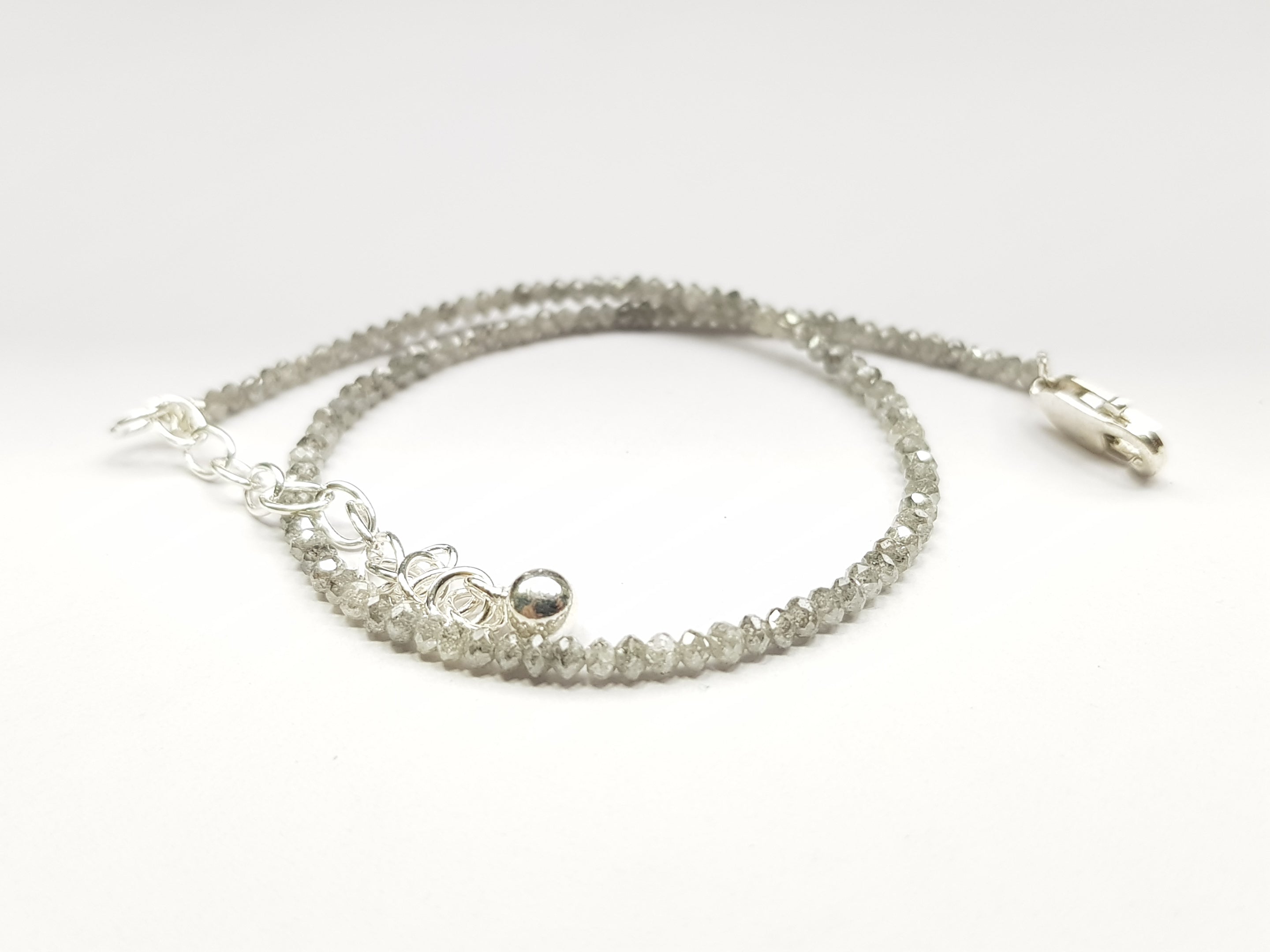 Salt and Pepper Diamonds Beads, Gorgeous Fancy Grey Round Diamonds Beads 7 Inch Bracelet 7.00 Carat