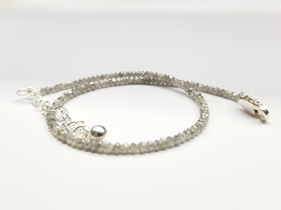 Salt and Pepper Diamonds Beads, Gorgeous Fancy Grey Round Diamonds Beads 7 Inch Bracelet 7.00 Carat