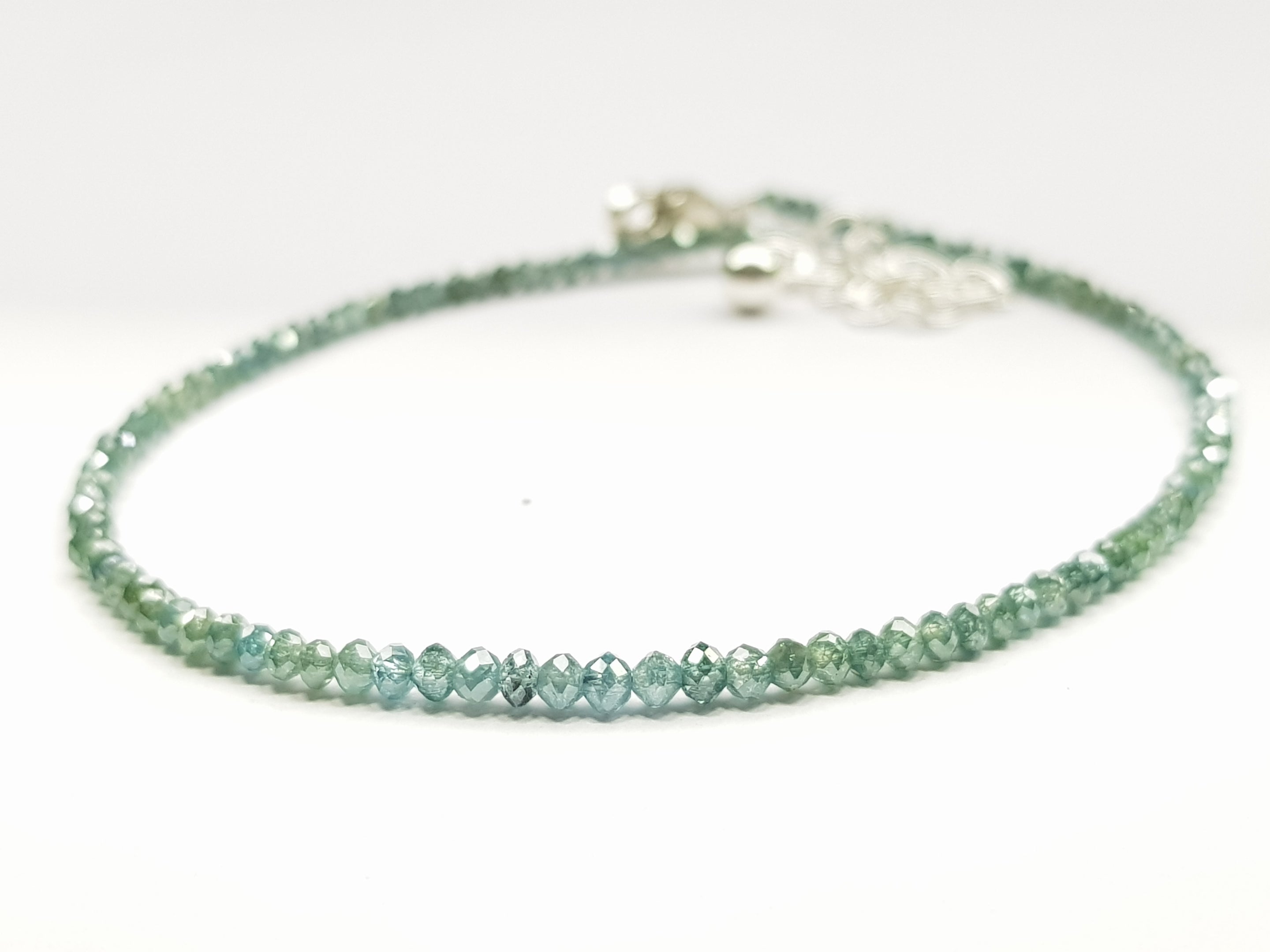 7.00 Ct Natural Blue Greenish Diamonds Beads 6.50 Inch Bracelet with silver clasp