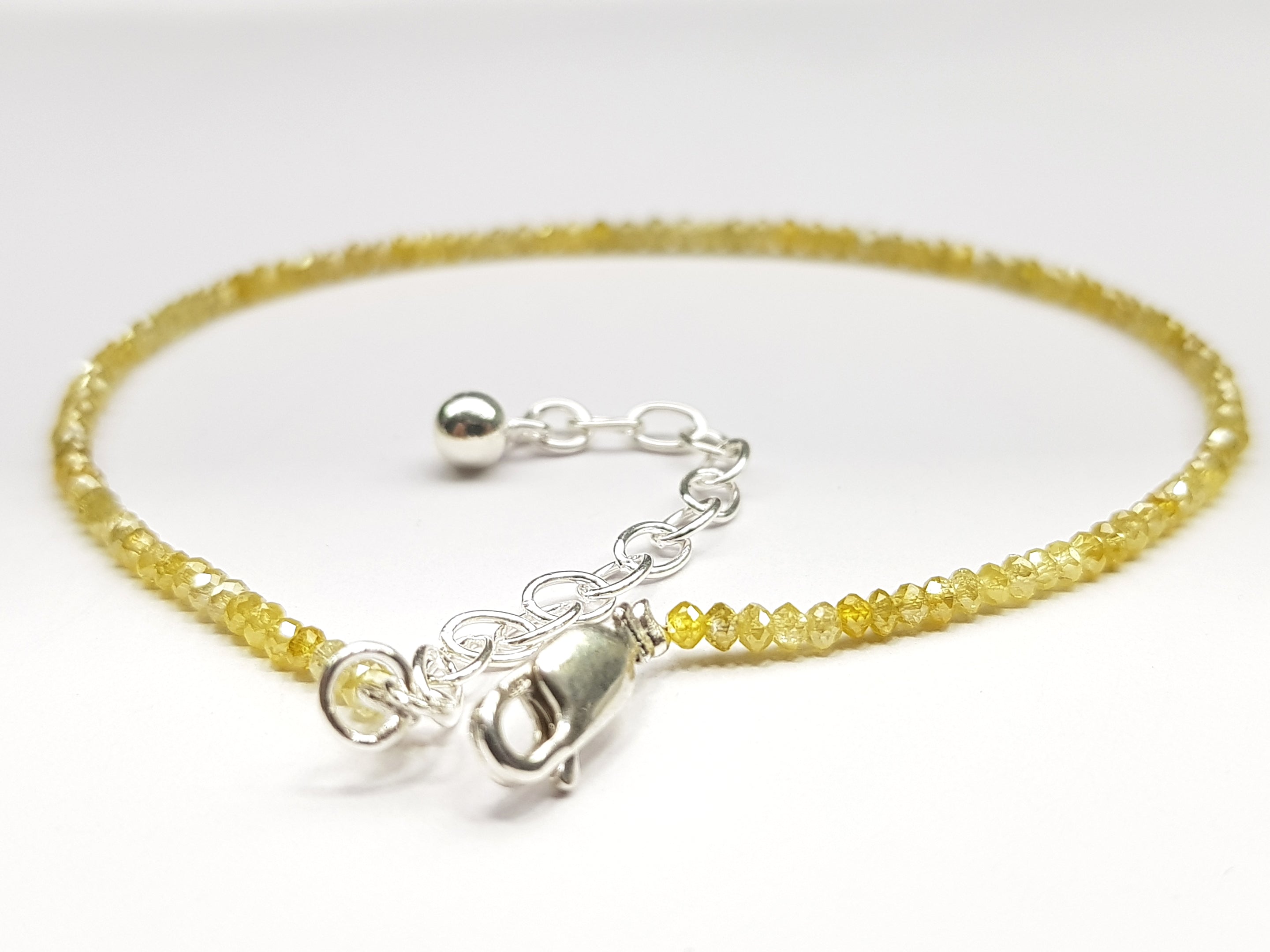 7.00 Ct Natural Yellow Color Round Diamonds Beads 7 Inch Bracelet