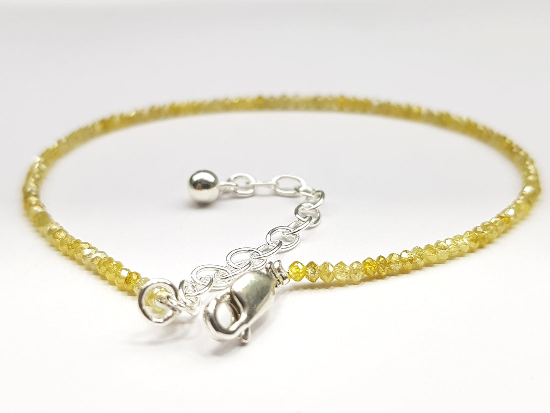 Natural Yellow Color Sparkling Round Diamonds Beads 7 Inch Bracelet 7.00 Cts