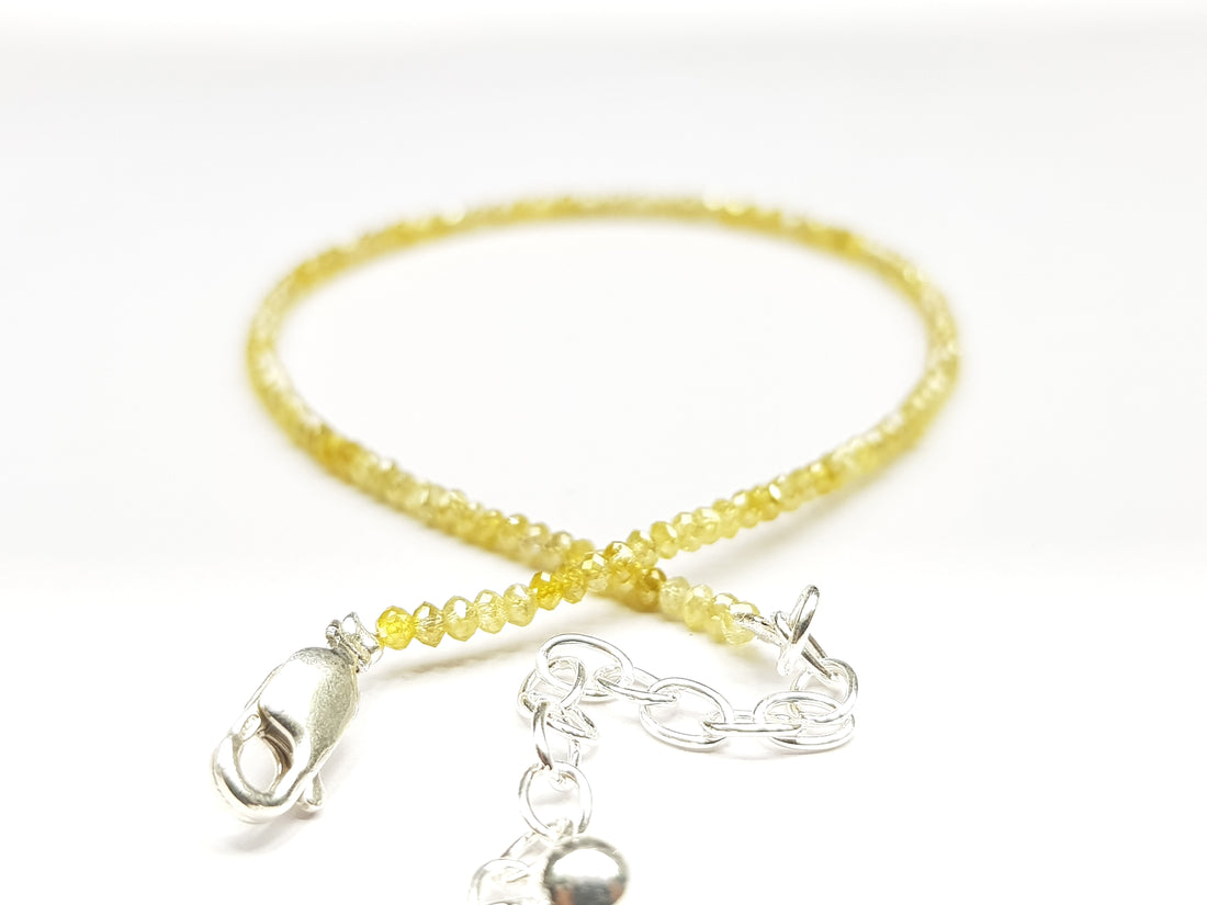 Natural Yellow Color Sparkling Round Diamonds Beads 7 Inch Bracelet 7.00 Cts
