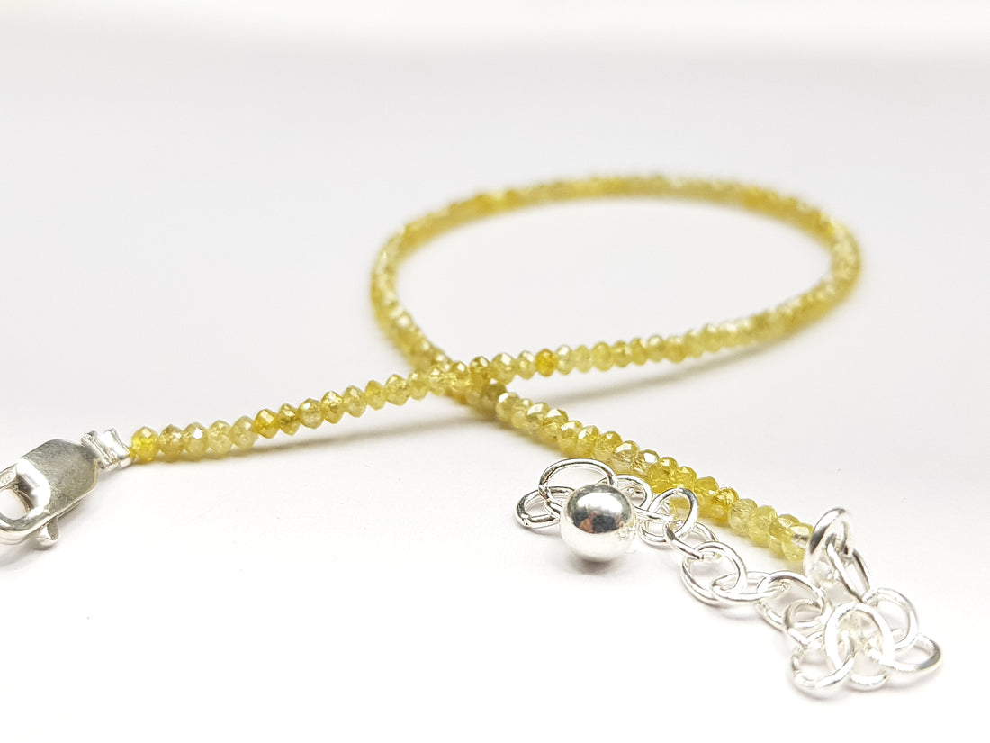 Natural Yellow Color Sparkling Round Diamonds Beads 7 Inch Bracelet 7.00 Cts