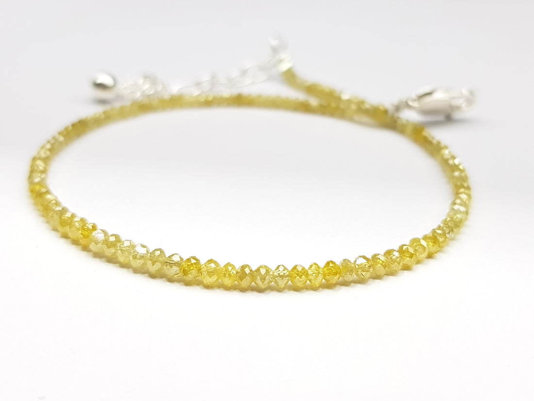 Natural Yellow Color Sparkling Round Diamonds Beads 7 Inch Bracelet 7.00 Cts