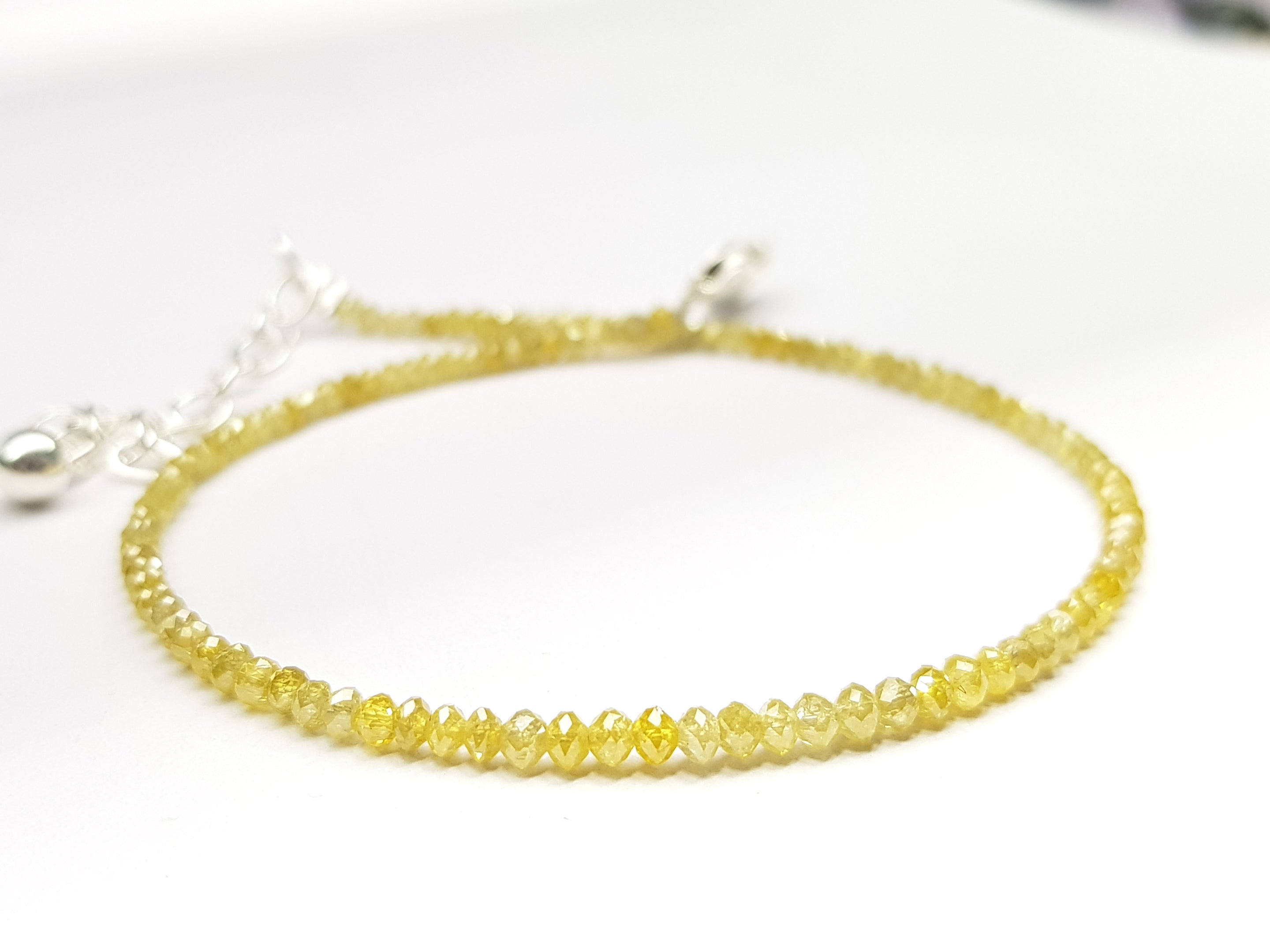 7.00 Ct Natural Yellow Color Round Diamonds Beads 7 Inch Bracelet