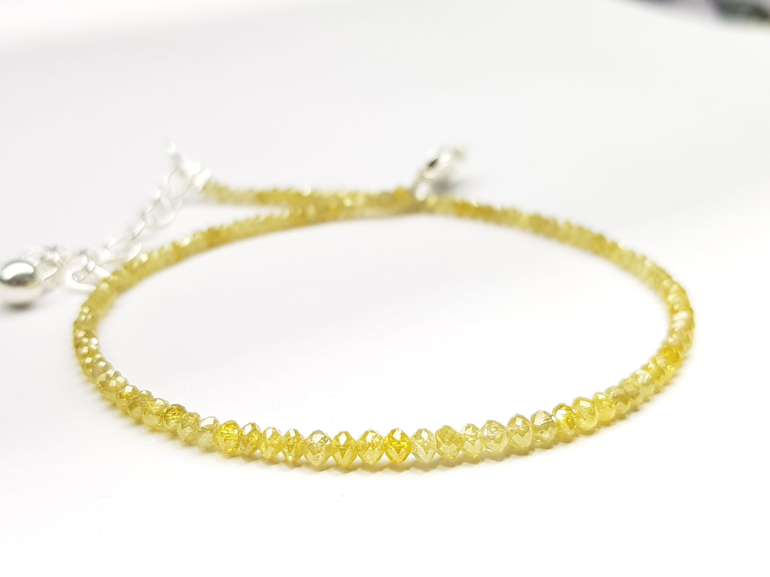 Natural Yellow Color Sparkling Round Diamonds Beads 7 Inch Bracelet 7.00 Cts