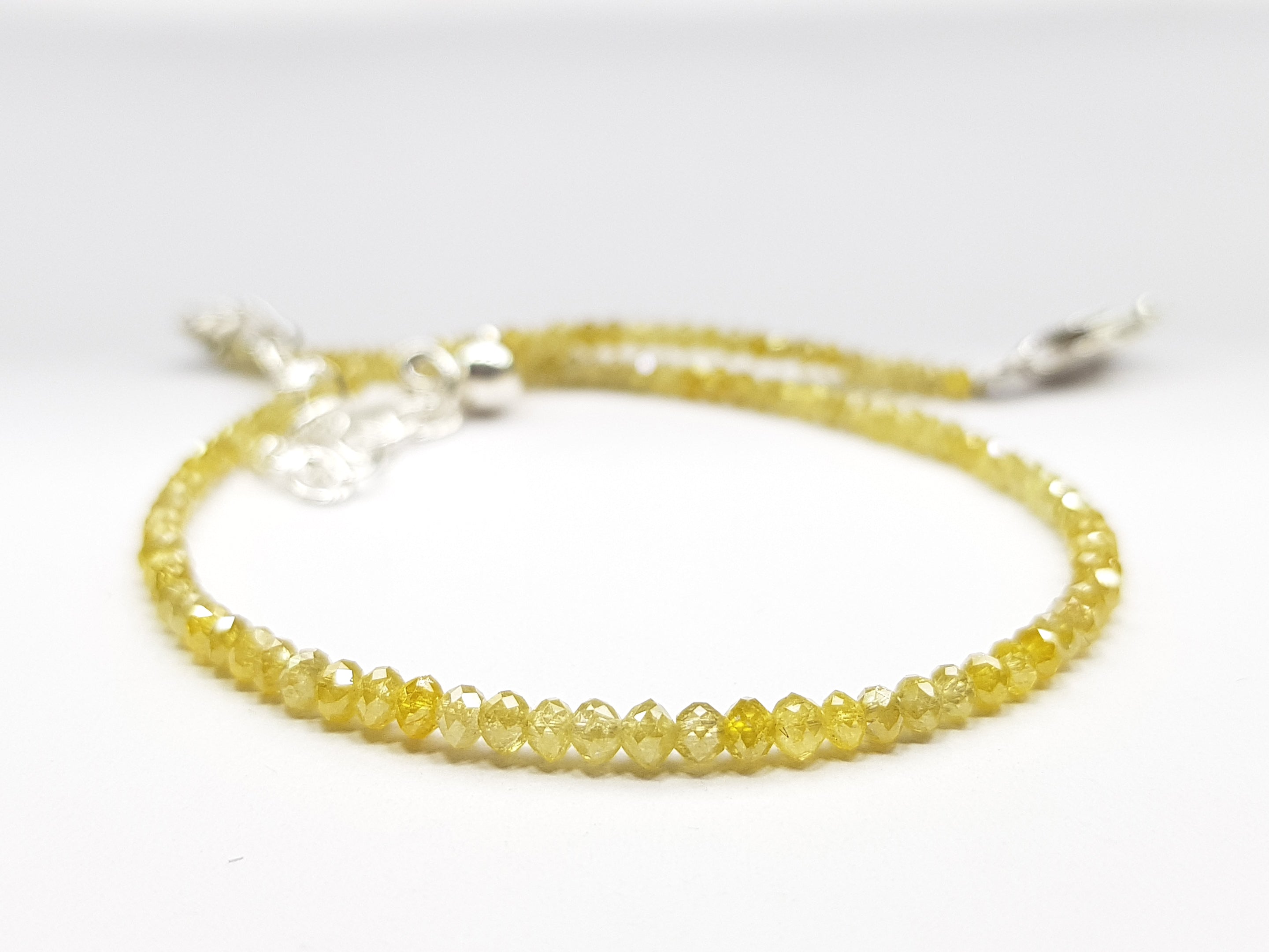 7.00 Ct Natural Yellow Color Round Diamonds Beads 7 Inch Bracelet