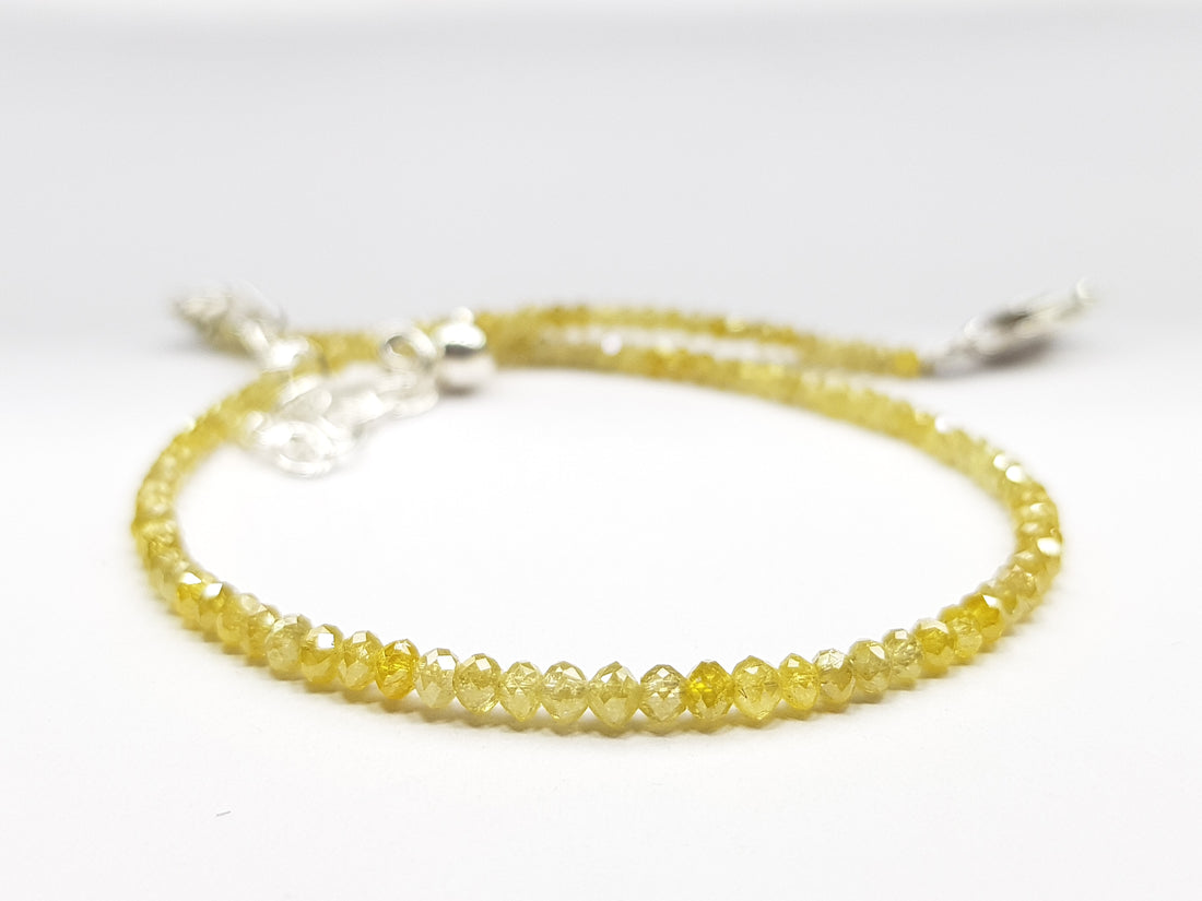 Natural Yellow Color Sparkling Round Diamonds Beads 7 Inch Bracelet 7.00 Cts