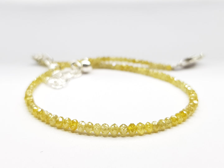 Natural Yellow Color Sparkling Round Diamonds Beads 7 Inch Bracelet 7.00 Cts