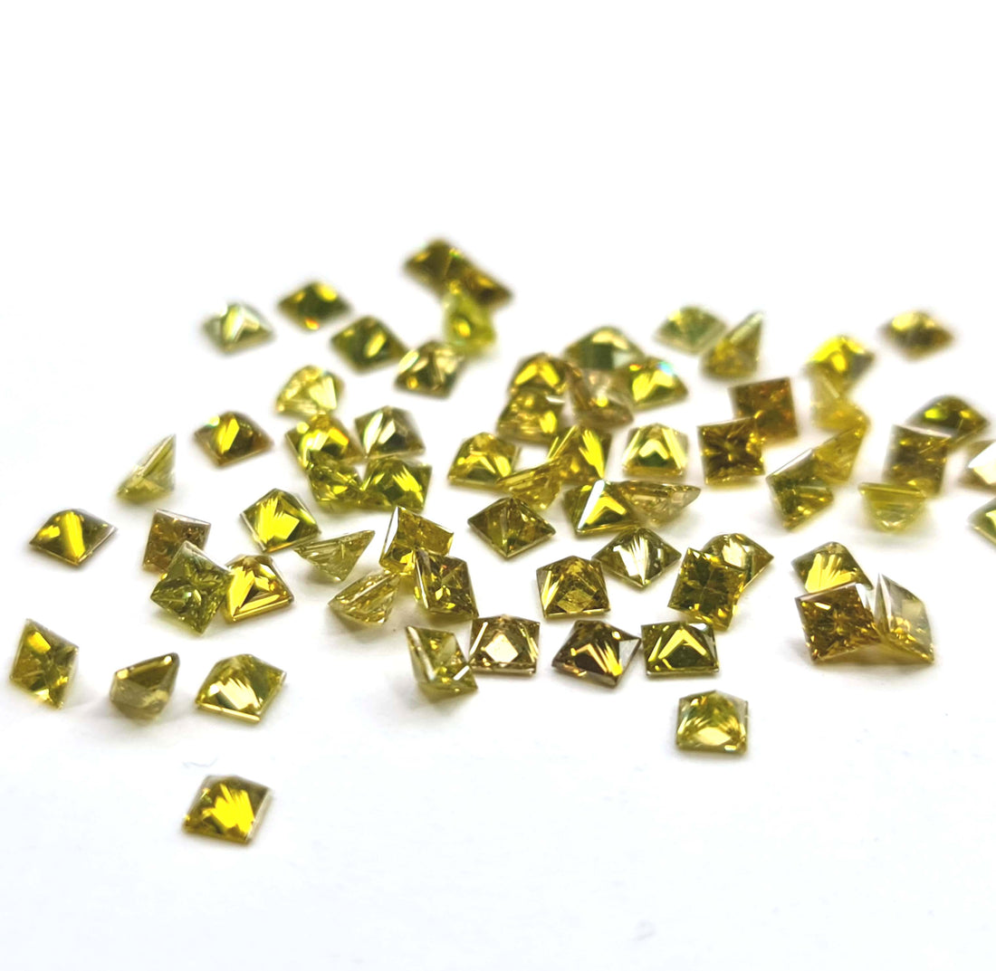 1.00 Carat Natural Yellow Princess Cut Loose Diamonds (1.50-2.00 mm)