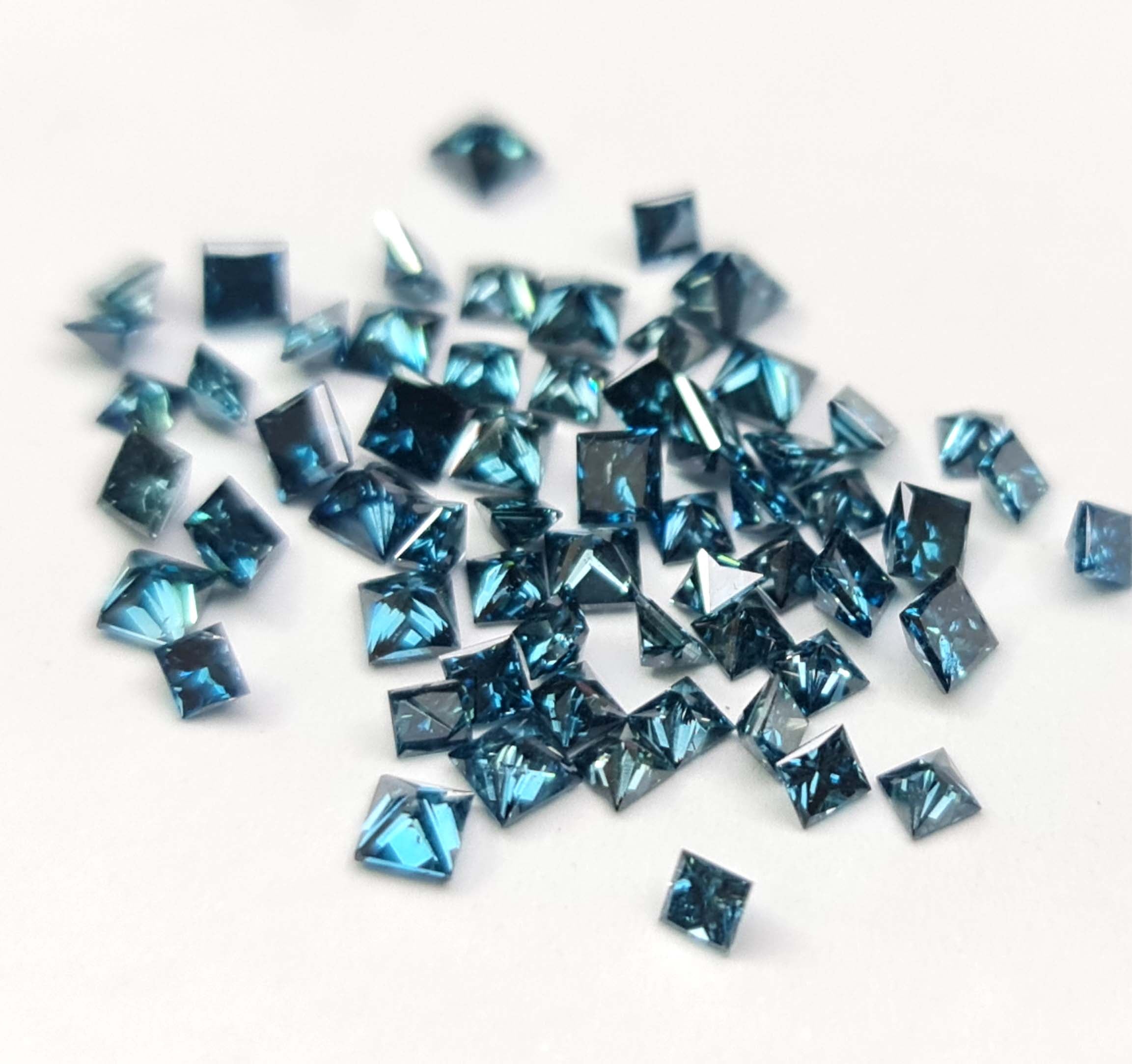 1.00 Carat Natural Blue Princess Cut Loose Diamonds (1.50-2.00 mm)