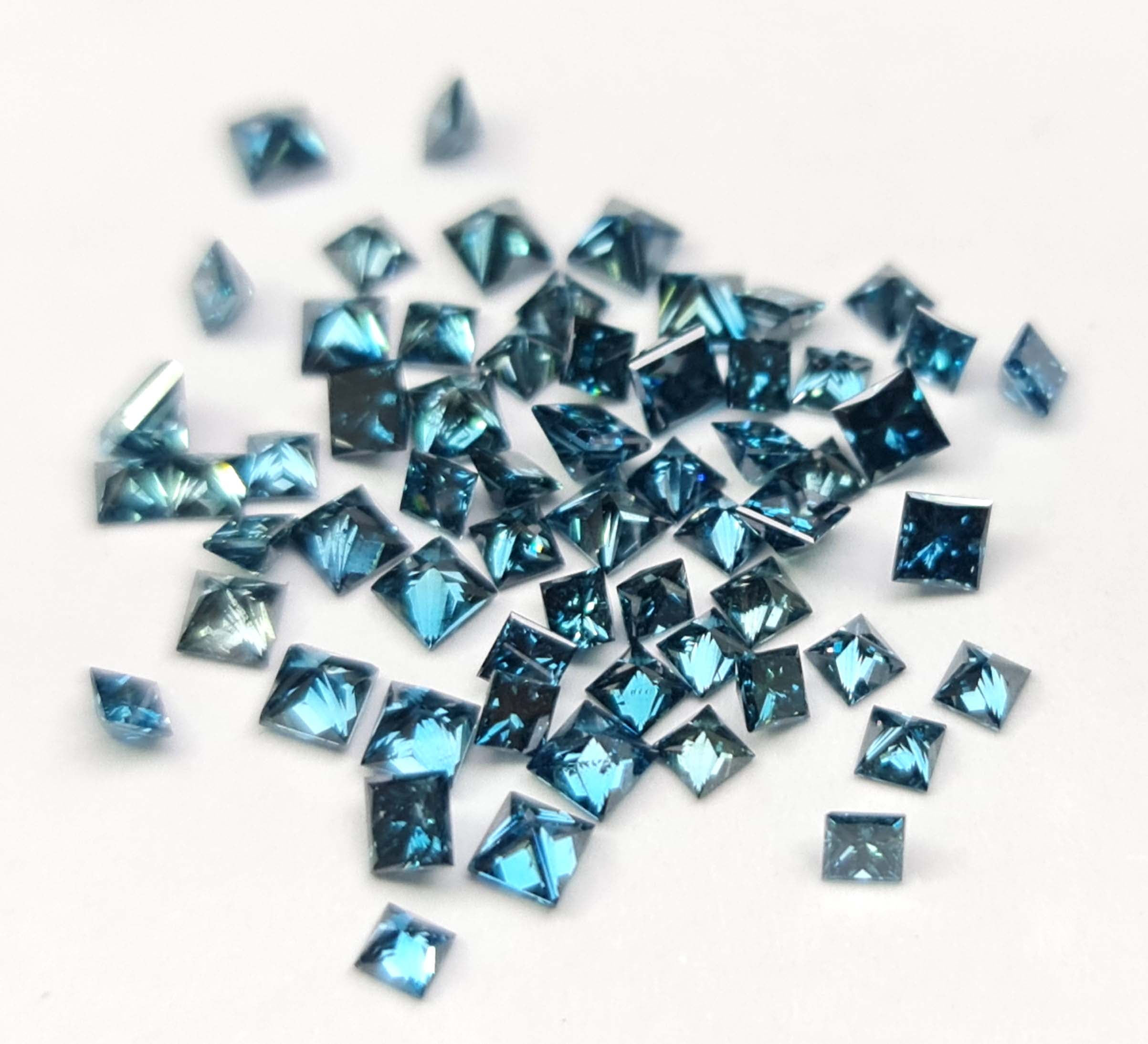 1.00 Carat Natural Blue Princess Cut Loose Diamonds (1.50-2.00 mm)